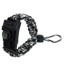Umbrella Rope Knife Bracelet- Black and white camouflage