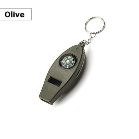 4-1 Emergency Survival Whistle With Compass Thermometer Magnifier- Olive