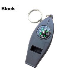 4-1 Emergency Survival Whistle With Compass Thermometer Magnifier- Black