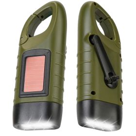2 Packs Hand Crank Solar Powered Flashlight 3 LED- Green